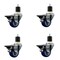 Service Caster 3'' Blue Poly Swivel 1-7/8'' Expanding Stem Caster Set with Brake, 4PK SCC-EX20S314-PPUB-BLUE-PLB-178-4 - alternate 1